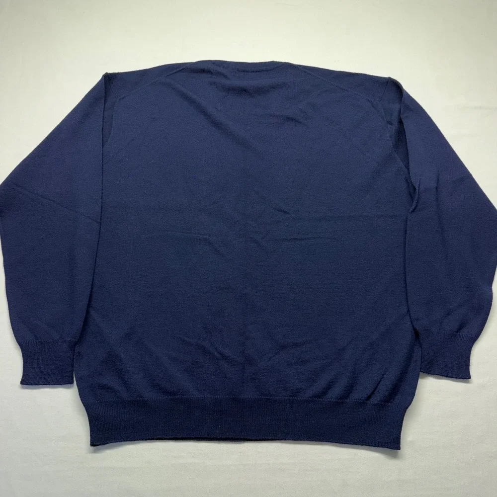 Pringle of Scotland Vintage Y2K 100% Wool V-Neck Sweater Mens L Navy Preppy
